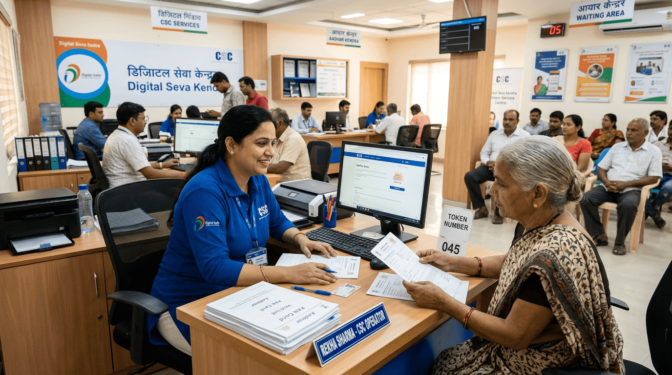 Professional citizen service centre - staff assisting with government and digital services